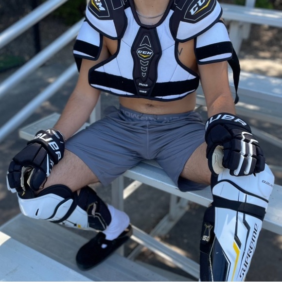 BAUER VAPORMAX X60 HOCKEY GLOVES 12” 30cm DYNAMIC ERGO THUMB JOCK JUNIOR MEN PRO - Picture 10 of 17